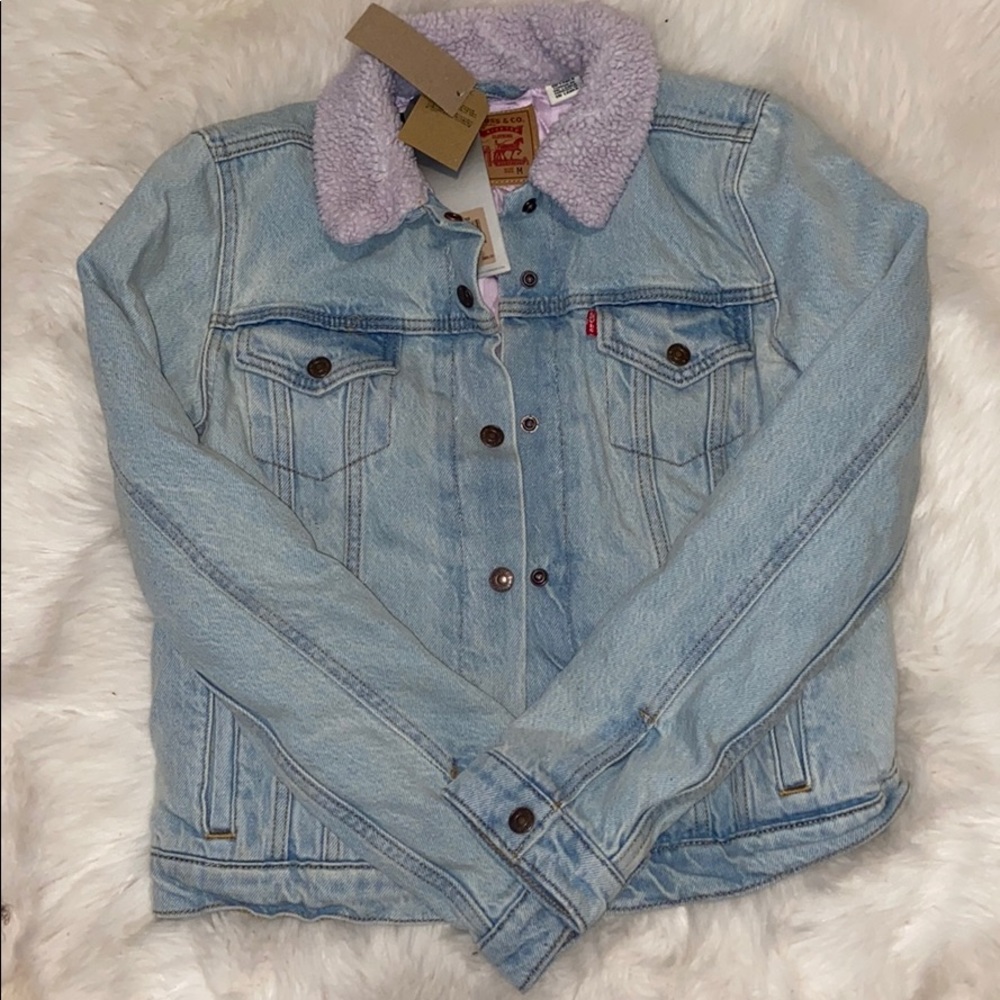 A purple interior Levi’s jean jacket